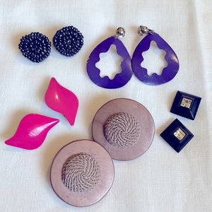 5 pair clip on earrings